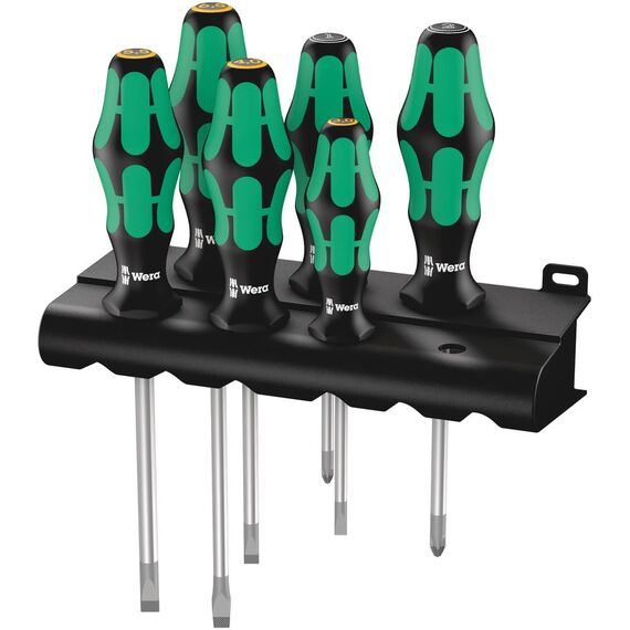 Wera 334/355/6 Rack Schraubendrehersatz Kraftform Plus Lasertip + Rack, 6-teilig, 05105656001