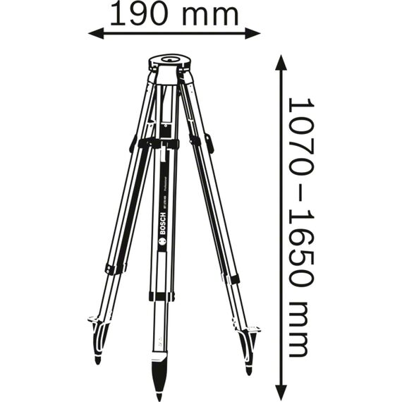 Bosch Professional Baustativ für Laser und Nivelliergeräte BT 170 HD (Höhe: 107–165 cm, Gewinde: 5/8 Zoll)