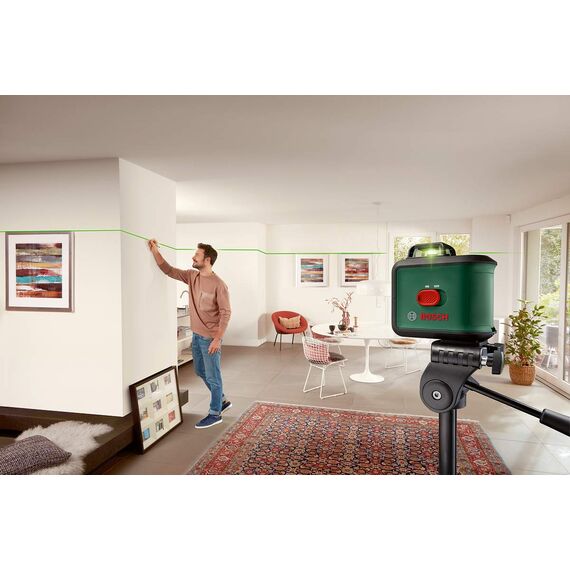 Bosch Kreuzlinienlaser UniversalLevel 360 mit Premium-Stativ und Universalklemme MM 3 (vertikale + horizintale Laserlinien inkl. 360° zum Ausrichten im ganzen Raum)