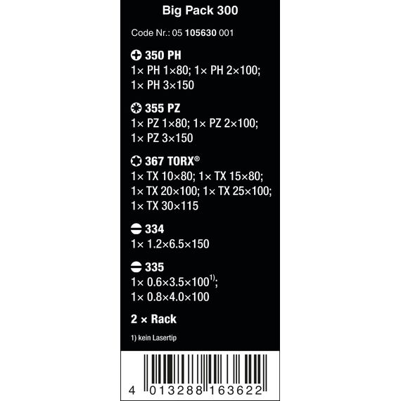 Wera Kraftform Big Pack 300, Schraubendreher Set 14-teilig, 05105630001 & 05006147001 160 i/7 Rack, VDE Isolierter Schraubendreher Satz, 7-teilig