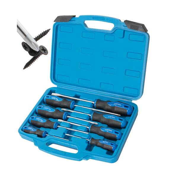 8-teiliges magnetisches Schraubendreher-Set mit Nichromspitze, 4 Kreuzschlitz und 4 Schlitzspitzen, professionelles Schraubendreher-Set mit hohem Drehmoment (8pc_silver tip_gloss)