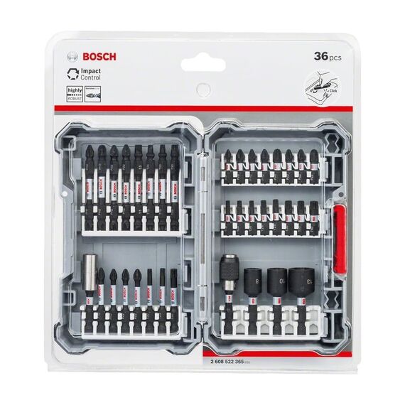 Bosch 36 tlg. Schrauberbit Set (Impact Control, Pick and Click, Professional Zubehör Schlagschrauber)