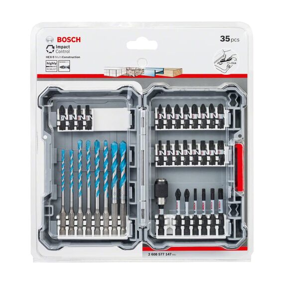 Bosch Professional 35 tlg. Multi Construction Bohrer- und Schrauberbit Set (Impact Control, Pick and Click, Zubehör Schlagschrauber)