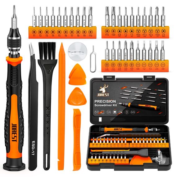 JOREST 40Pcs Feinmechaniker Schraubendreher Set, Mini Werkzeug Kit mit Torx T1 T2 T3 T4 T5, TR6 T7 T8 T9 T10 T15, Triwing Y00, Stern P2 P5, -1.0/2.0, usw, für Switch, PS4, Laptop, Xbox, Brillen, Uhren