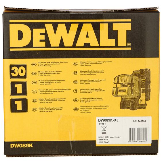 DEWALT Kreuzlinien-Laser (selbstnivellierend, 1x horizontale und 2x vertikale Laserlinien, Laserfarbe rot, 3-Tasten-Bedienung, inkl. Wandhalterung, Batterien und Transportkoffer) DW089K