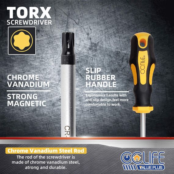 CCLIFE Torx Schraubendreher Set TX magnetisch T6-T40, 11 Stück Ohne Bohrung