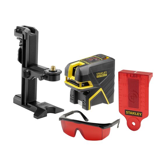 Stanley FatMax Kreuzlinien- und 5-Punktlaser rot FMHT1-77415 (selbstnivellierend, mit roter Diode, Genauigkeit: 3mm/10m, mit Pulsmodus für Empfänger, IP54, inkl. Koffer und Zubehör), Schwarz/Gelb