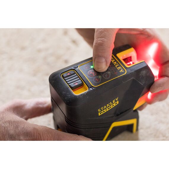 Stanley FatMax Kreuzlinien- und 5-Punktlaser rot FMHT1-77415 (selbstnivellierend, mit roter Diode, Genauigkeit: 3mm/10m, mit Pulsmodus für Empfänger, IP54, inkl. Koffer und Zubehör), Schwarz/Gelb
