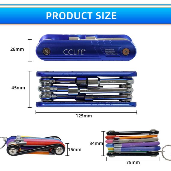 CCLIFE 2tlg Fahrrad Multifunktionswerkzeug Miniwerkzeug Faltbares Reparatur Werkzeug Set