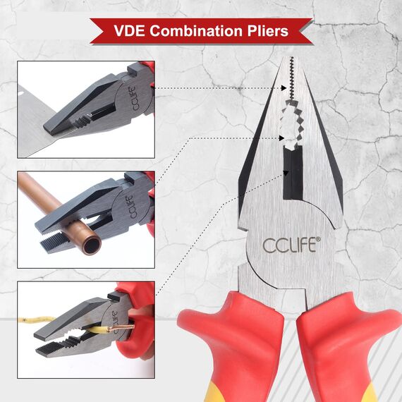 CCLIFE 11 tlg VDE Isolierter Schraubendreher Schraubenzieher Zange Set 1000V mit Spannungsprüfer Schlitz Philips