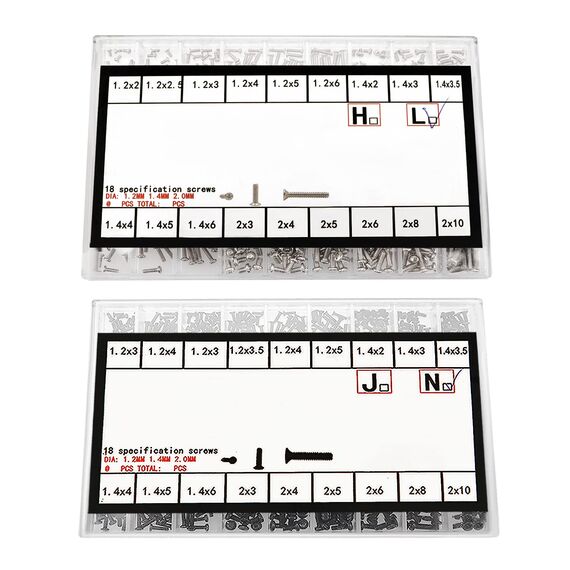 YIXISI 1000 Stück Kleine Schrauben Sortiment Kit, Edelstahl Winzige Reparaturschrauben Set mit Schraubendreher, M1.2 M1.4 M2 Winzige Mikroschrauben, Silber und Schwarz