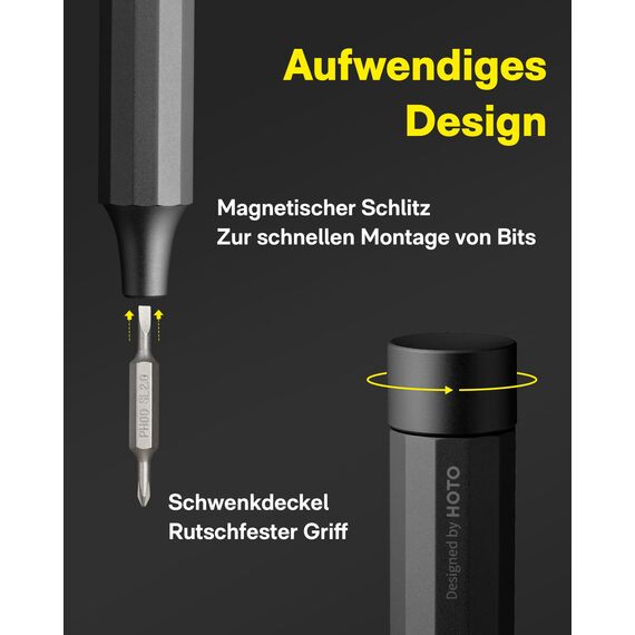 HOTO Feinmechaniker Schraubendreher Set, 24 in 1 Magnetisch Präzisions Schraubendreher Bits Set, Mini Schraubenzieher Werkzeug Satz für Handy Laptop PC Brille Uhr, Klein 12 cm×1.66 cm, Grau