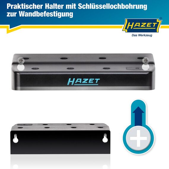 HAZET 811SH Schraubendreher-Halter, leer, zur Aufnahme von 7 Schraubendrehern, mit praktischer Schlüssellochbohrung zur einfachen Wandbefestigung