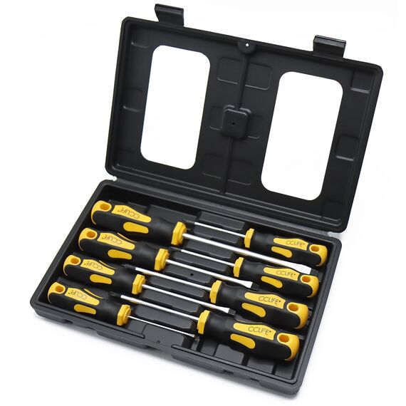 CCLIFE Schraubendreher Set 8tlg Magnetischer Schraubenzieher Satz mit Schlitz, Pozidriv und Kreuzschlitz CR-V Schraubendrehersatz mit Koffer