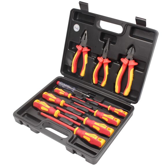 CCLIFE 11 tlg VDE Isolierter Schraubendreher Schraubenzieher Zange Set 1000V mit Spannungsprüfer Schlitz Philips