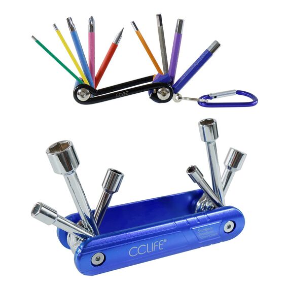 CCLIFE 2tlg Fahrrad Multifunktionswerkzeug Miniwerkzeug Faltbares Reparatur Werkzeug Set
