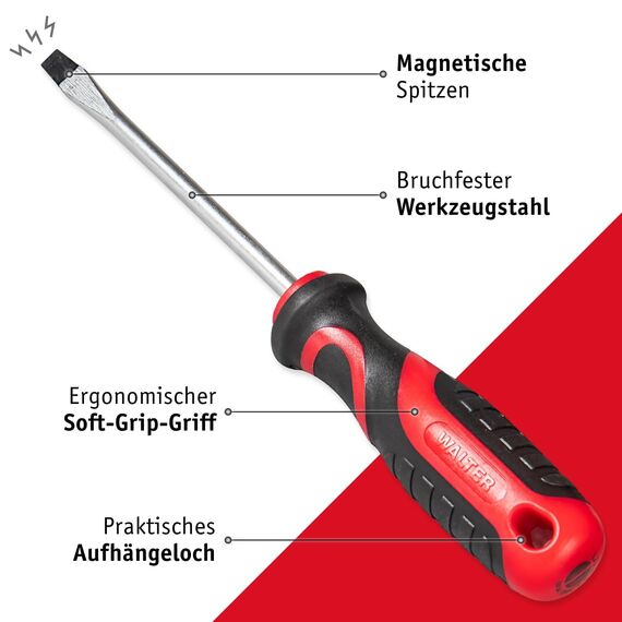 WALTER XXL Schraubendreher- & Bit-Set 100-teilig – Geschenk für Papa, Männer + Handwerker –inkl. Präzisions- & Winkelschraubendreher, Stecknüsse, Ratschen-Schrauber – Kreuzschlitz, Sechskant