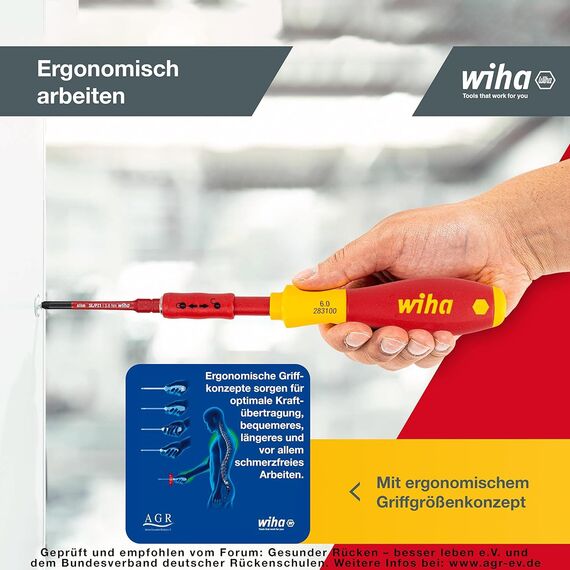 Wiha Schraubendreher und Bit Set slimVario (41231) 19tlg. |Schraubenzieher Griff VDE Bits für Elektriker I Schlitz/Kreuz/PlusMinus/TORX/Innensechskant