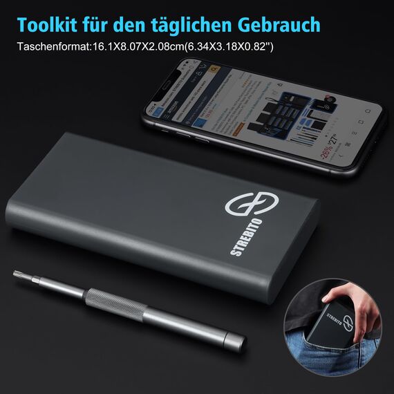 STREBITO Micro Schraubendreher Set 50 in 1 Präzisionsschraubendreher Set, Elektronik Werkzeugsatz Schraubendreher Set - Computer, iPhone, Macbook, PS4, PS5, Controller Reparaturset, S2 Multi Bit