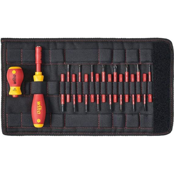 Wiha Schraubendreher und Bit Set slimVario (41231) 19tlg. |Schraubenzieher Griff VDE Bits für Elektriker I Schlitz/Kreuz/PlusMinus/TORX/Innensechskant