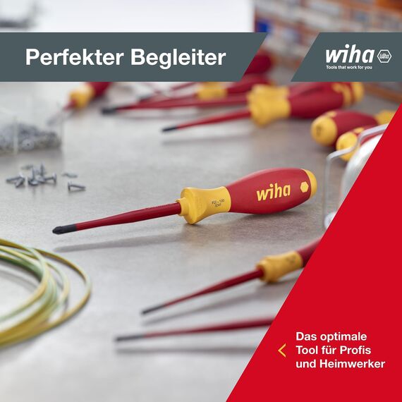 Wiha Schraubendreher Set 12-teilig, VDE geprüft, isoliert 1.000 V (41003) I Profi Schraubenzieher Set mit dünner Spitze Schlitz/Kreuz/Kreuzschlitz/Torx/Plusminus I Elektriker Werkzeug