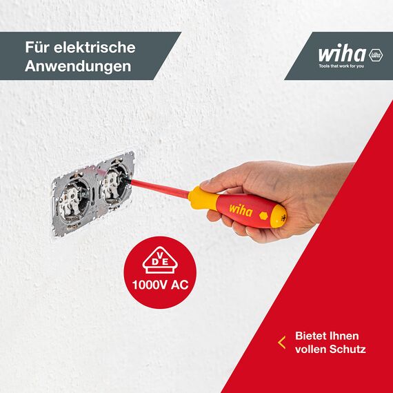 Wiha Schraubendreher Set 2-teilig Elektriker VDE geprüft, isoliert 1.000 V (32282) I Profi Schraubenzieher Set Kreuzschlitz I Elektriker Werkzeug