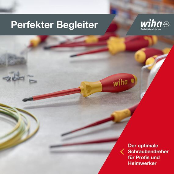Wiha Schraubendreher Set 2-teilig Elektriker VDE geprüft, isoliert 1.000 V (32282) I Profi Schraubenzieher Set Kreuzschlitz I Elektriker Werkzeug