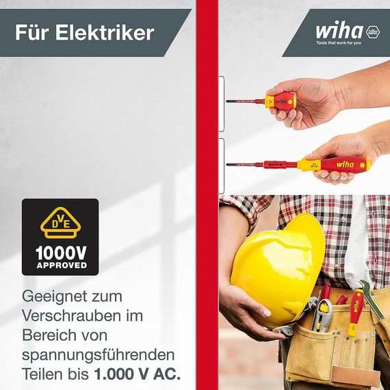 Wiha Schraubendreher und Bit Set slimVario (41231) 19tlg. |Schraubenzieher Griff VDE Bits für Elektriker I Schlitz/Kreuz/PlusMinus/TORX/Innensechskant
