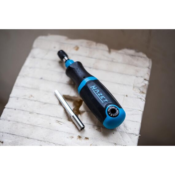HAZET Bit Ratschen-Schraubendreher 810R-4 | integriertes Bithalter-Magazin mit 12 Bits - Ratschenfunktion umstellbar oder Verwendung als Bit-Schraubendreher