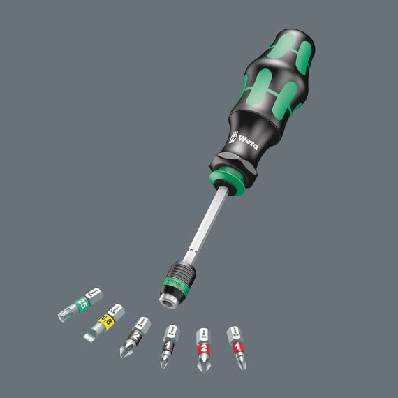 Wera 05051016001 Kraftform Kompakt 20 Tool Finder 1, mit Tasche, 7-teilig, Schwarz Grün, One size