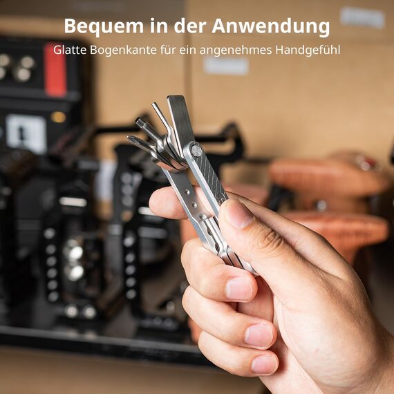 SMALLRIG Kamera Multitool Werkzeug mit Schraubendreher und Schraubenschlüssel, Folding Screwdriver Tool Set mit 7 Funktionswerkzeugen im Lieferumfang Enthalten für Kamera Rig, Silber - 2213D