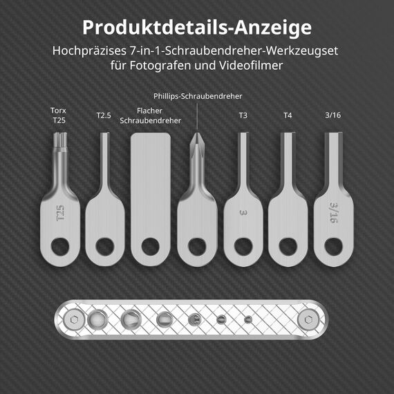 SMALLRIG Kamera Multitool Werkzeug mit Schraubendreher und Schraubenschlüssel, Folding Screwdriver Tool Set mit 7 Funktionswerkzeugen im Lieferumfang Enthalten für Kamera Rig, Silber - 2213D