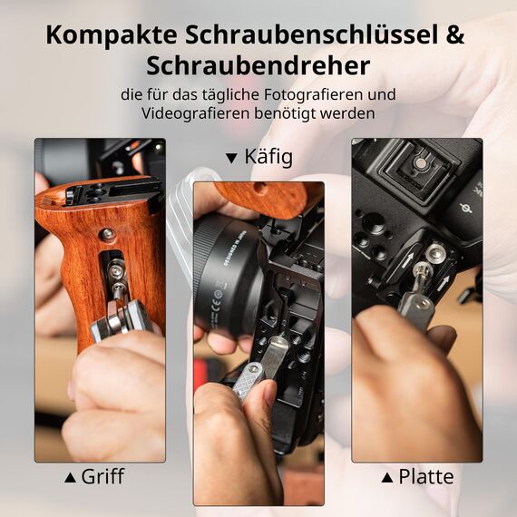 SMALLRIG Kamera Multitool Werkzeug mit Schraubendreher und Schraubenschlüssel, Folding Screwdriver Tool Set mit 7 Funktionswerkzeugen im Lieferumfang Enthalten für Kamera Rig, Silber - 2213D