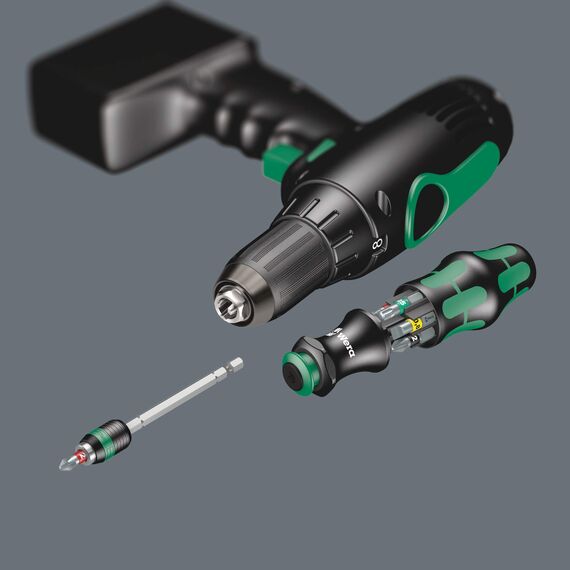 Wera 05051016001 Kraftform Kompakt 20 Tool Finder 1, mit Tasche, 7-teilig, Schwarz Grün, One size