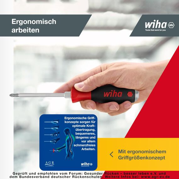 Wiha Schraubendreher Set mit Schlagkappe SoftFinish® (21250) 6 tlg. I Schraubenzieher Satz Alltag, Handwerk, Industrie I Schraubwerkzeug Schlitz/Kreuz