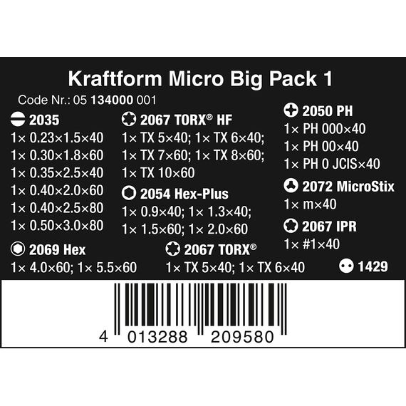 Wera 05134000001 Kraftform Micro Big Pack 1 Schraubendrehersatz, 25-teilig & 05028160001 392 Bit-Handhalter mit flexiblem Schaft, 1/4 Zoll x 177 mm