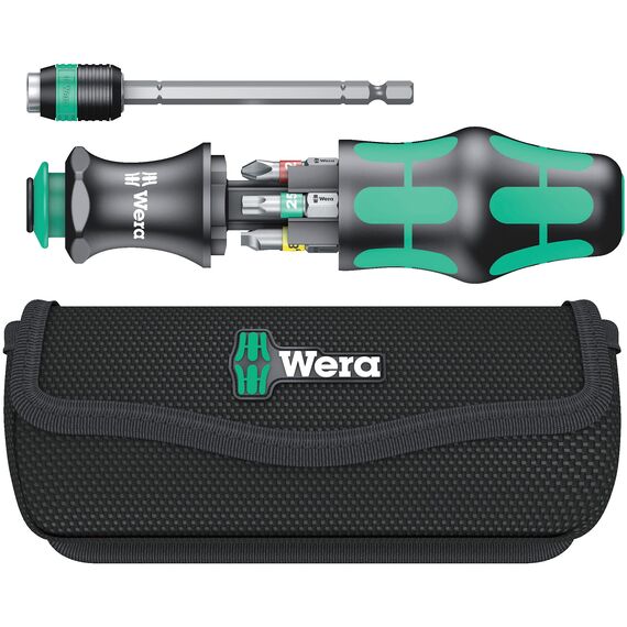 Wera 05051016001 Kraftform Kompakt 20 Tool Finder 1, mit Tasche, 7-teilig, Schwarz Grün, One size