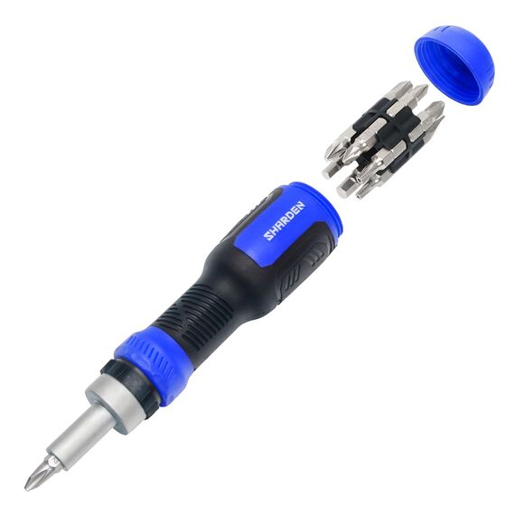 SHARDEN Ratschen Schraubendreher 13-in-1 Ratschen-Schraubendreher Multibit-Schraubendreher Multitool All in One mit Torx, Schlitz, Kreuzschlitz, Sechskant,Pozidriv und 1/4 Mutternschl¨¹ssel