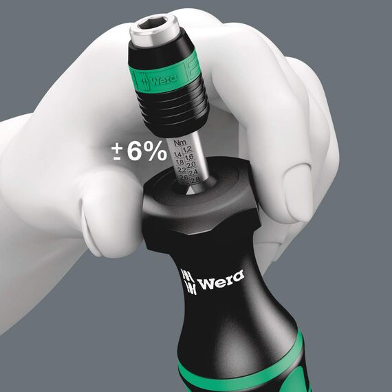 Wera 7440 Einstellbarer Drehmomentschraubendreher mit Rapidaptor Schnellwechselfutter, 1/4 Zoll, 0,3-1,2 Nm, 1 Stück, 05074700001