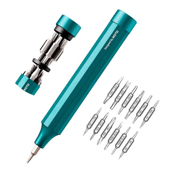 HOTO Feinmechaniker Schraubendreher Set, 24 in 1 Magnetisch Präzisions Schraubendreher Bits Set, Min Schraubenzieher Werkzeug Satz für Handy Laptop PC Brille Uhr, Klein 12 cm×1.66 cm, Grün