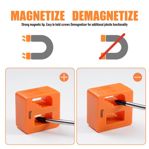 13-teiliges Magnetschraubendreher-Set, 6 Kreuzschlitz- und 6 Flachkopfspitzen, Chrom-Vanadium-Stahl, Schraubendreher-Set mit Magnetisierer-Entmagnetisierwerkzeug
