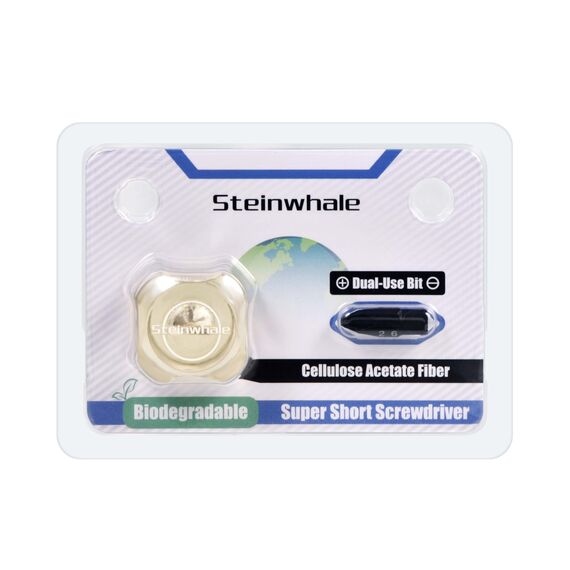 Steinwhale 2-in-1 kurzer Mini-Schraubendreher für enge Stellen, Griff aus Zelluloseacetatfaser, doppelköpfige S2-Stahl-Bits mit hoher Härte, exquisite EDC