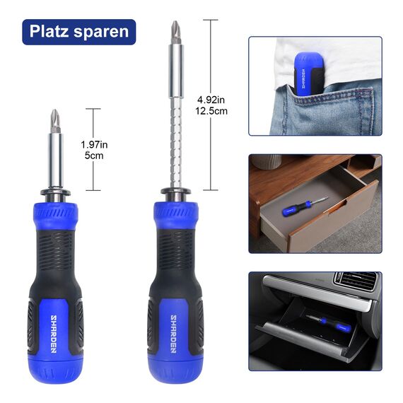 SHARDEN Multibit Schraubendreher 13-in-1 Magnetische Bohrer Verl?ngerung Schraubendreher Set Multitool All in One mit Torx, Schlitz, Kreuzschlitz, Sechskant,Pozidriv und 1/4 Mutternschl¨¹ssel