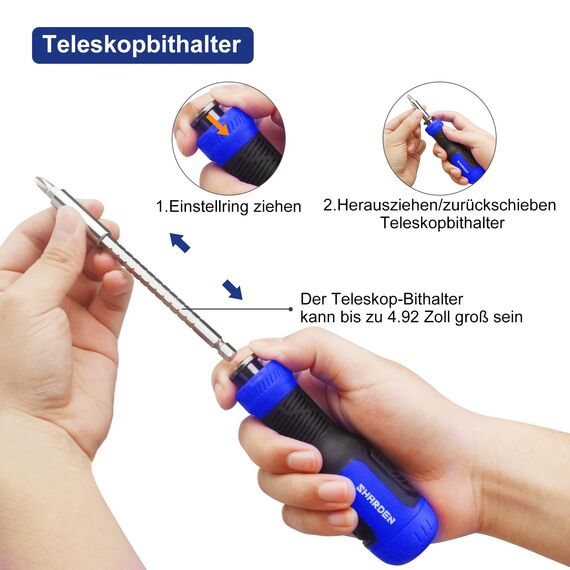 SHARDEN Multibit Schraubendreher 13-in-1 Magnetische Bohrer Verl?ngerung Schraubendreher Set Multitool All in One mit Torx, Schlitz, Kreuzschlitz, Sechskant,Pozidriv und 1/4 Mutternschl¨¹ssel