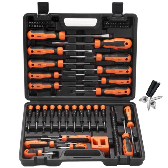 Sinoer 70-teiliges Magnetschraubendreher-Set mit Koffer, einschließlich Schlitz-, Kreuzschlitz-, Torx-, Sechskant-, Vierkant-, Pozidriv- und Präzisionsschraubendreher-Set