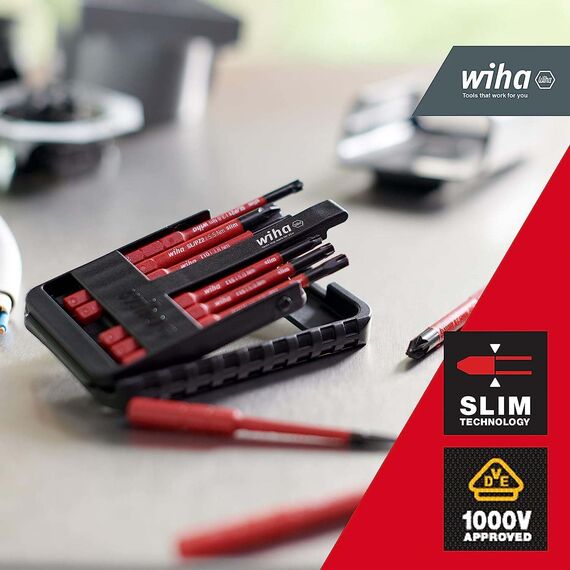Wiha Bit Set slimBit electric TORX® 6-tlg. I inkl. slimBit-Box I flexibel, kompakt, mobil I VDE geprüft (43153)