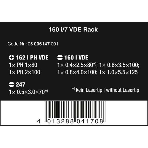 Wera 367/6 Schraubendrehersatz Kraftform Plus TORX® + Rack, 6-teilig, 05028062001 & 05006147001 160 i/7 Rack, VDE Isolierter Schraubendreher Satz, 7-teilig