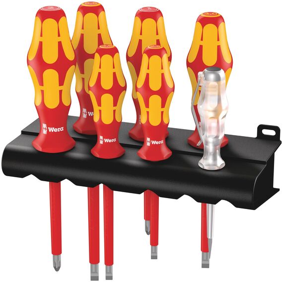 Wera 367/6 Schraubendrehersatz Kraftform Plus TORX® + Rack, 6-teilig, 05028062001 & 05006147001 160 i/7 Rack, VDE Isolierter Schraubendreher Satz, 7-teilig