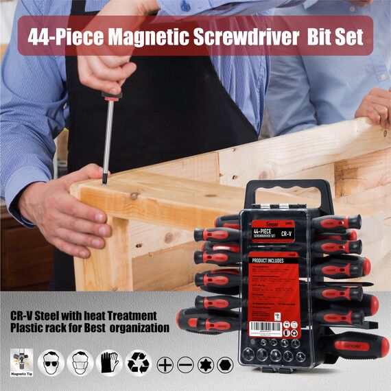 Schraubendreher-Set, 44-teiliger Magnetschraubendreher-Set einschließlich Schlitz, Phillips, metrische Steckdosen, Bits, Präzisionsschraubendreher für die Reparatur zu Hause, DIY-Handwerk