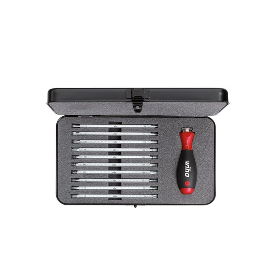 Wiha Professionelles Schraubendreher Set mit verstellbaren Wechselklingen I inklusive Box I 12-teilig I Chrom-Vanadium-Molybdän Stahl Werkzeug I SoftFinish Griff I Rolltasche (00623)